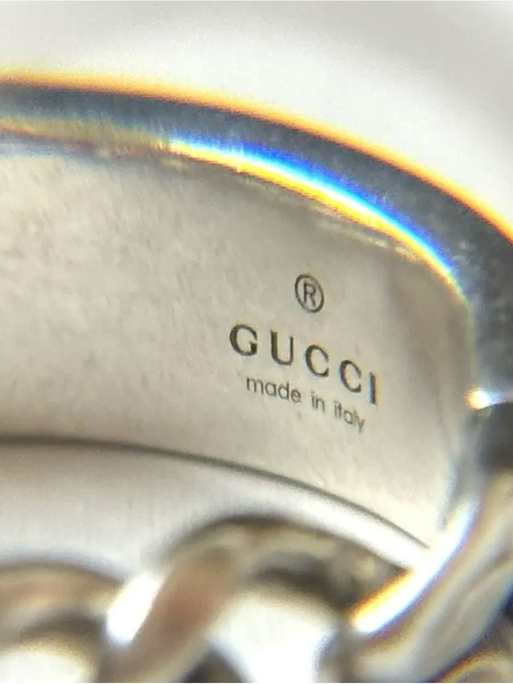 AUTHENTIC GUCCI Plate Ring RARE SET Teal 925 Silver Sz 9 Turquoise Green Inlay - Picture 5 of 10